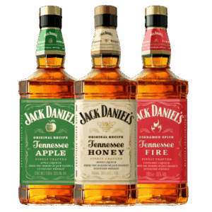 שלישיית וודקה ג'ק דניאלס בטעמי Tennessee Apple, Honey ו-Fire עם תוויות ייחודיות. מתאים לאירועים – Alcohol Market. – אלכוהול מרקט